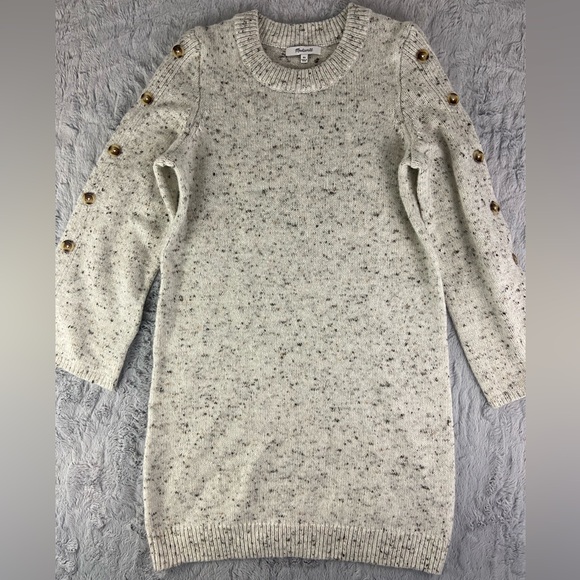 Madewell Donegal Button Sleeve Wool Blend Sweater Dress Beige Brown Size XS - Picture 2 of 14